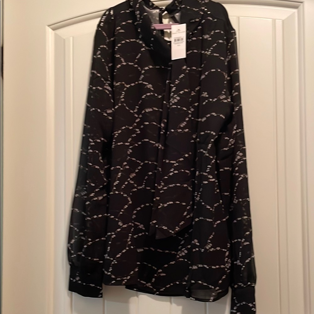 Ann Taylor Black Blouse Elegant Long-Sleeved Top